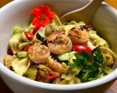 probiotic shrimp and pasta salad