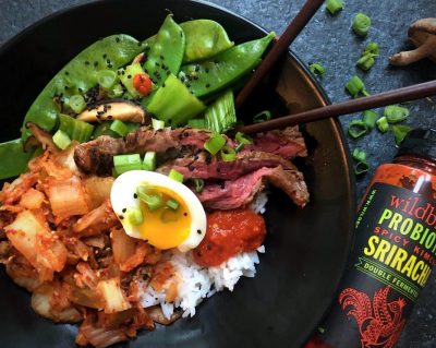 kimchi marinated yum yum bowl
