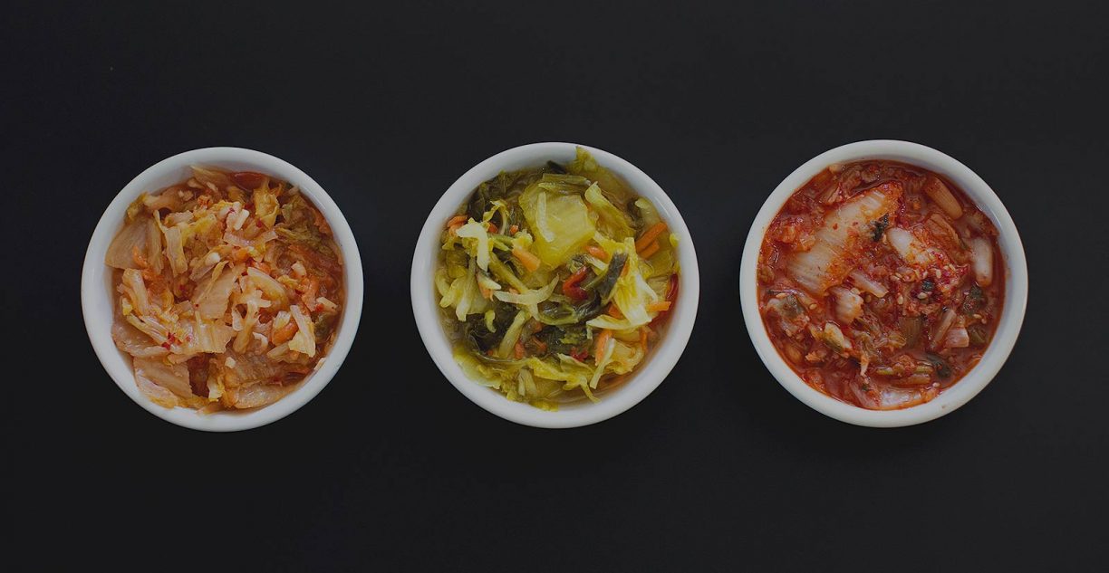 Kimchi in ramekins