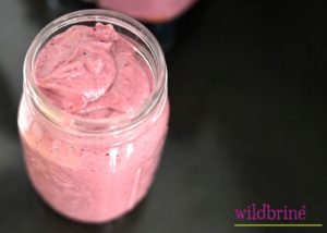Strawberry Sauerkraut Avocado Probiotic Smoothie in a jar