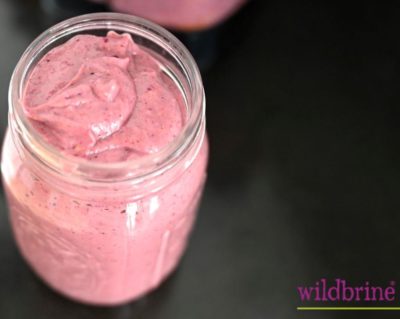 Strawberry Sauerkraut Avocado Probiotic Smoothie in a jar