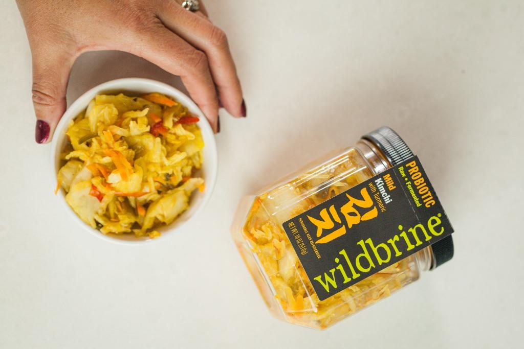 wildbrine kimchi with turmeric in a small bowl