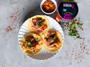 Korean Steak Kimchi Tacos with Spicy Mayo